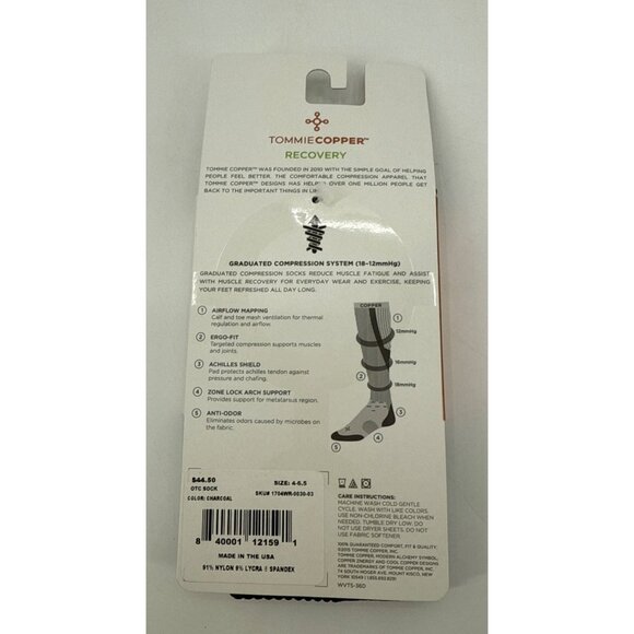 Tommie Copper Women's Compression Recovery Over the Calf Socks 4-6.5 Grey - Picture 3 of 4